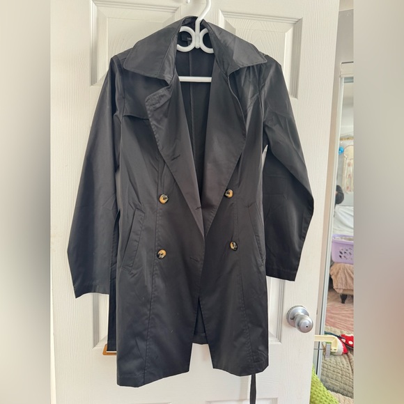 Lumiere Black Double-Breasted Trench Coat - Picture 5 of 5
